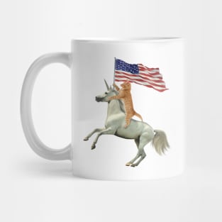 'Meowica Unicorn Cat' Funny July 4th Flag Gift Mug